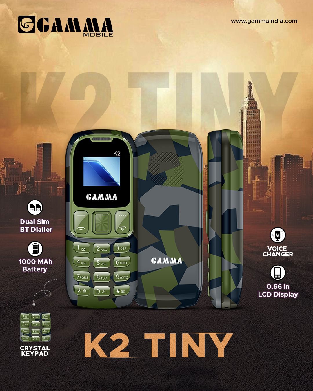 Gamma K2 Tiny Keyped mobile phone