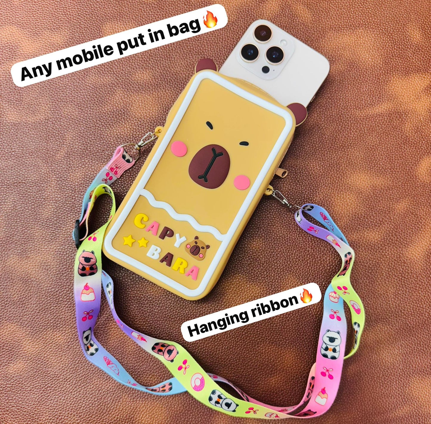 Any mobile Put in Bag With hanginng Ribbon