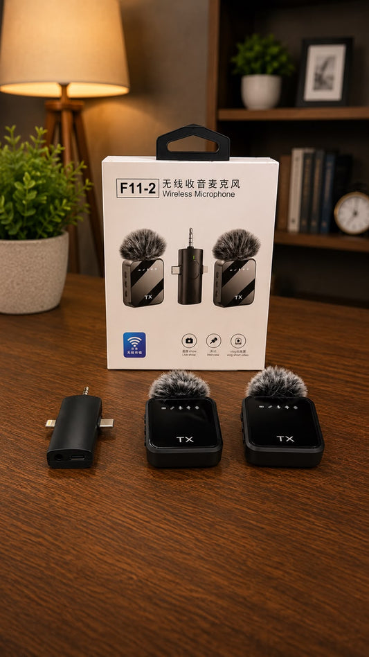 F11-2 Wireless Microphone for Mobile – Dual Mic with Noise Reduction