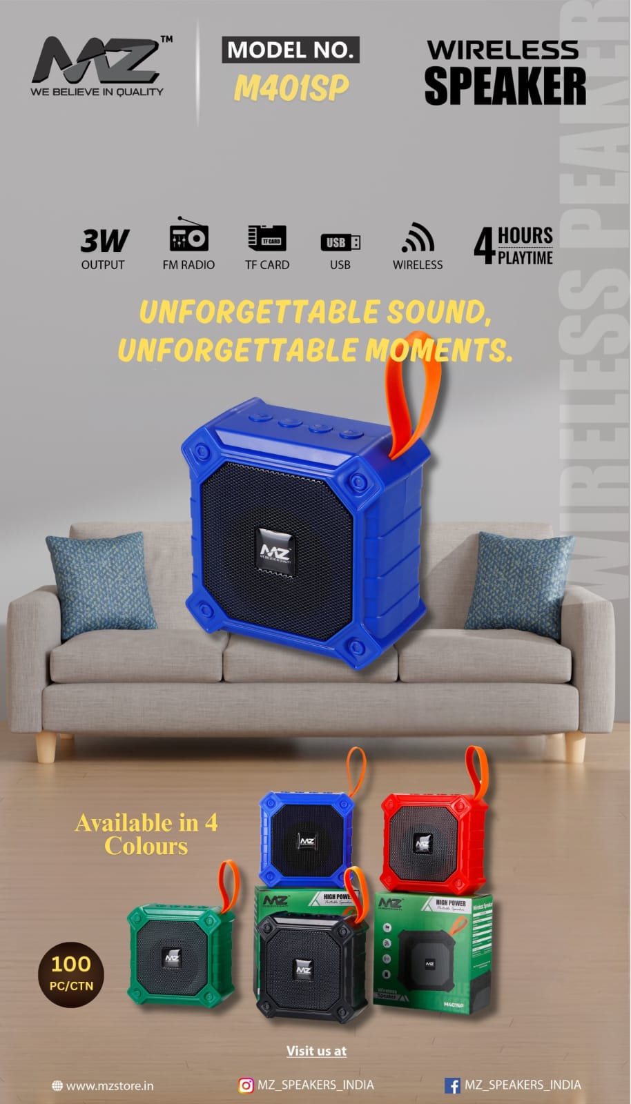 MZ M401SP Portable Wireless Bluetooth Speaker