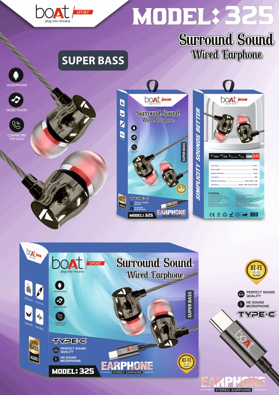 Boat Type C Super Bass Wired Handsfree