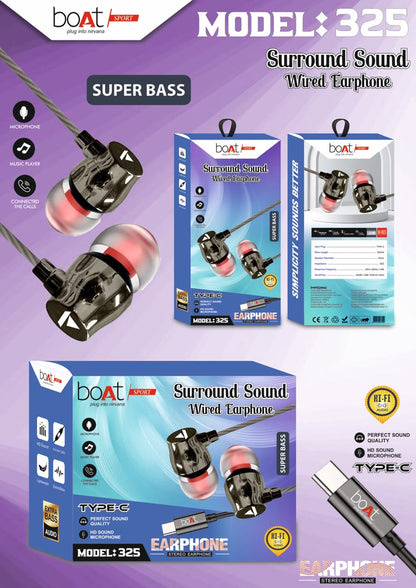 Boat Type C Super Bass Wired Handsfree