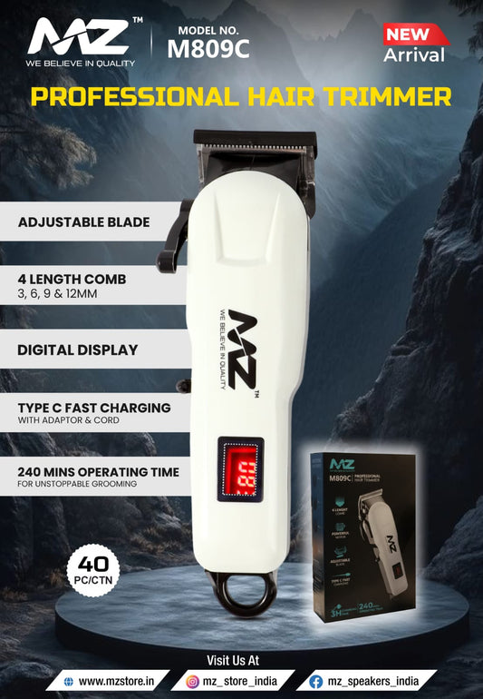 MZ M809C Professional Hair Trimmer, Rechargeable, Adjustable Blade
