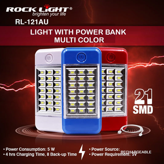 Rock light RL-121AU light With power Bank Multi Colour