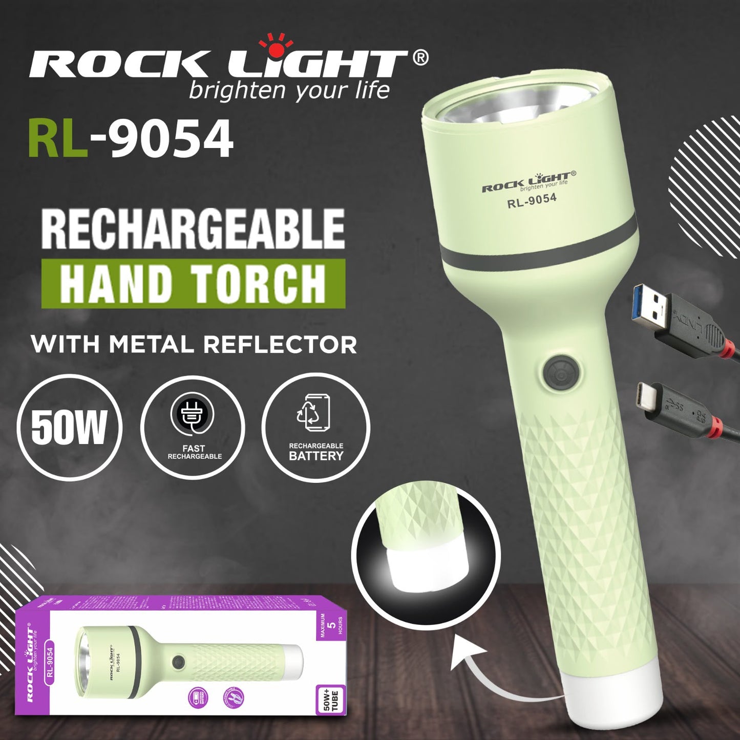 Rock light RL-9054 50W Rechargeable Hand Torch