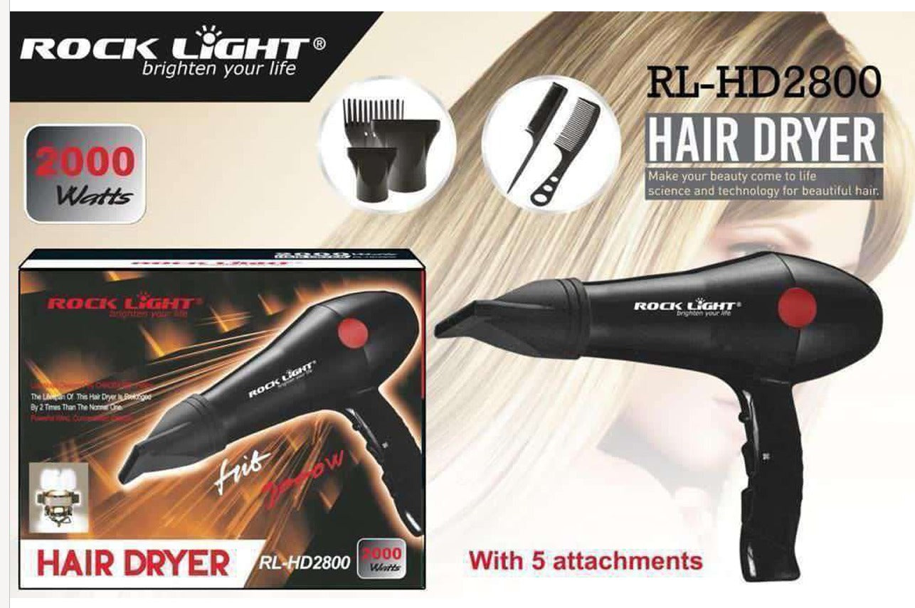 2000Watts RL-HD 2800 Hair Dryer With 5 Attachments
