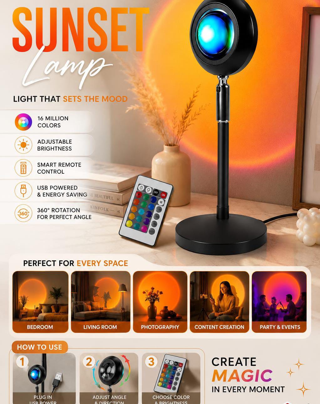 Sunset Lamp Projector 16 Color LED Light