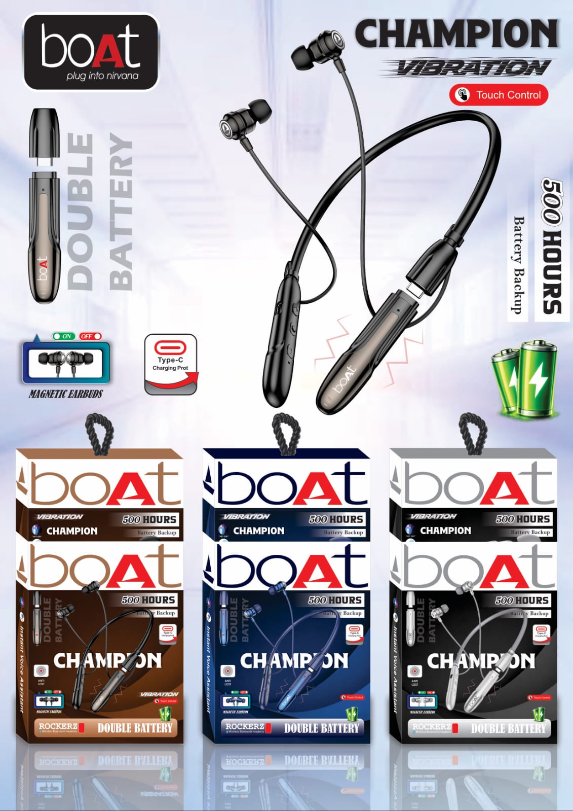 Boat Champion Rockerz Magnetic ON OFF Neckband