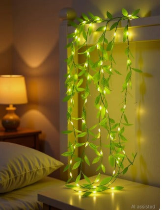Leaf Curtain LED String Copper Light