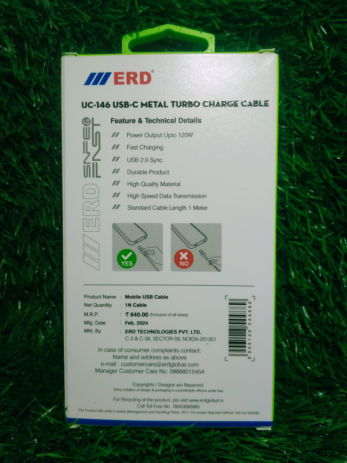 ERD UC-146 TYPE C 120W turbo charging metal cable