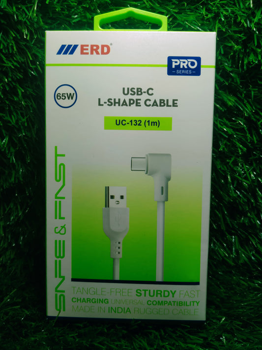 ERD UC-132 L SHAPE TYPE USB-C CABLE 65W high speed