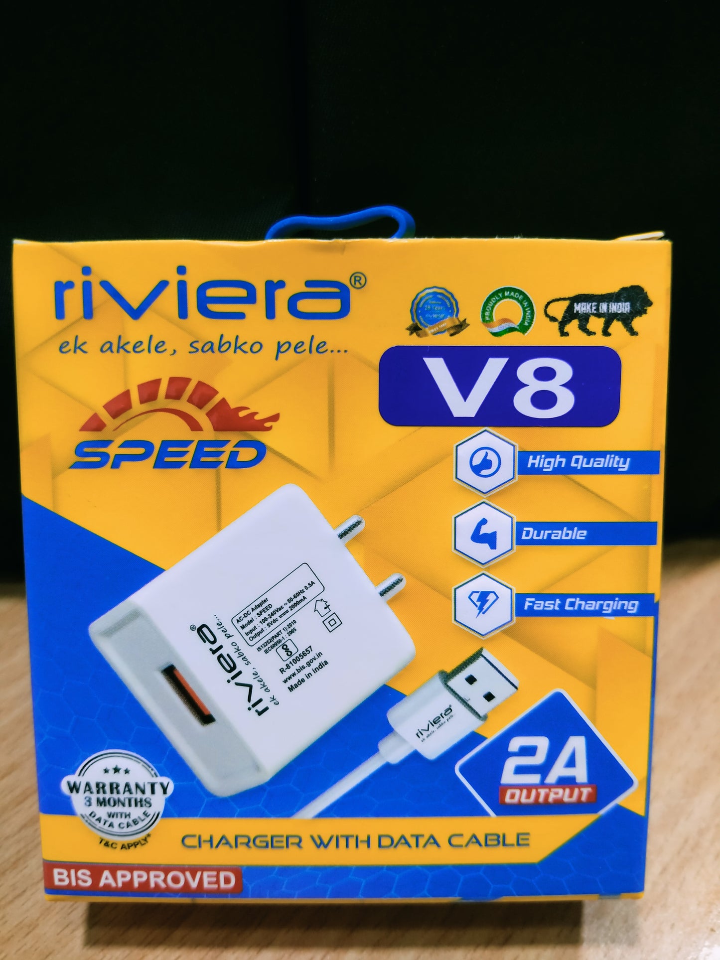 RIVIERA SPEED V8/micro, 2A charger- cross bag free on 20 pcs charger