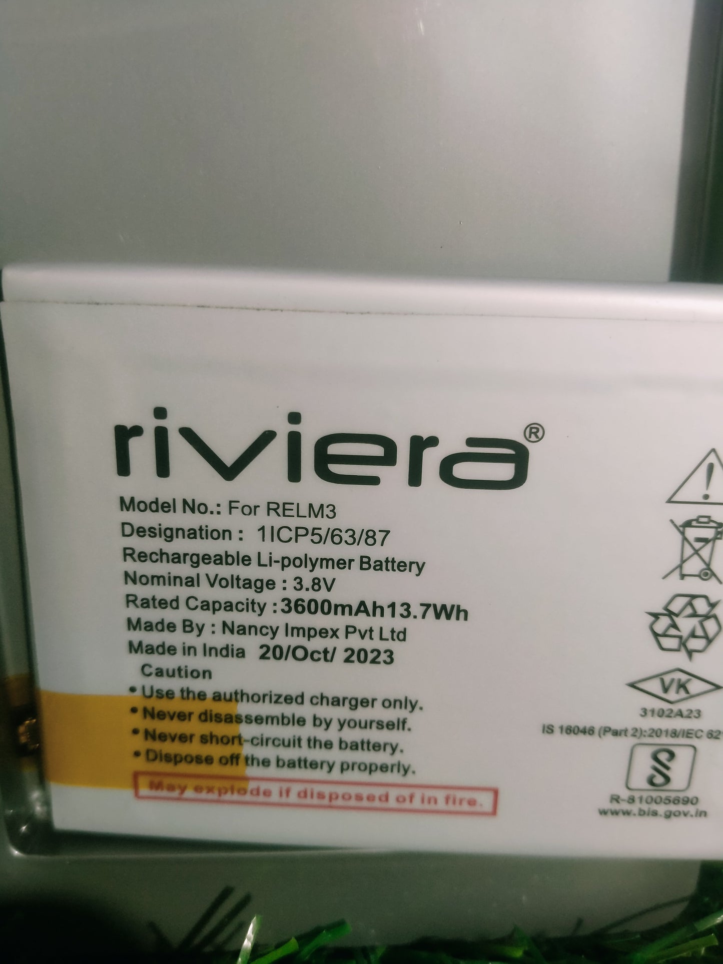 Riviera RLME-3, 3600 mAh Battery