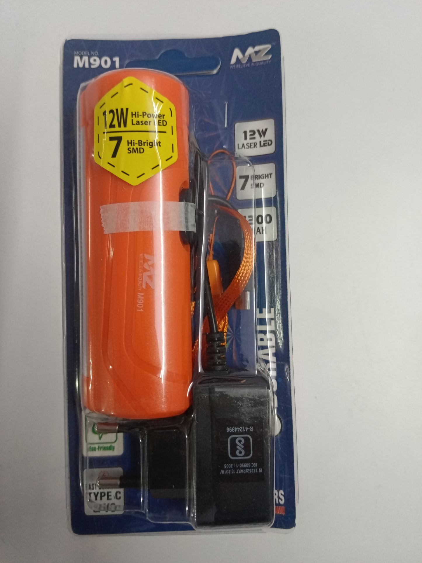 MZ M901 12W Laser + 7 SMD COB, 1200mAh Battery Torch