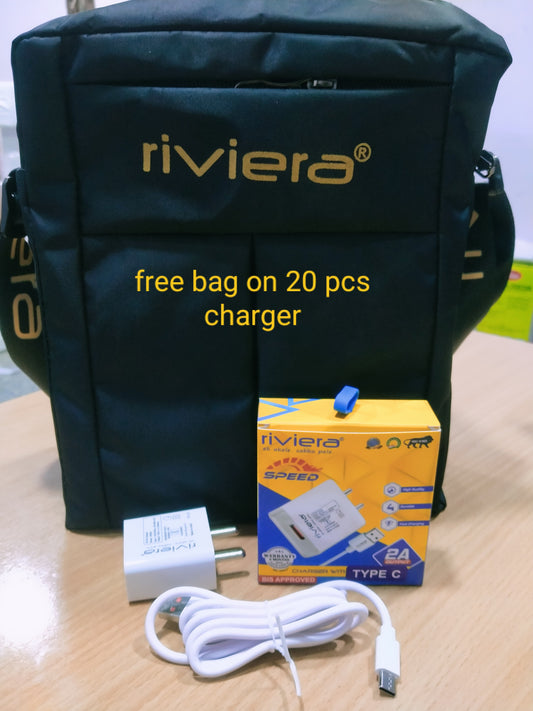 RIVIERA SPEED TYPE C, 2A charger- cross bag free on 20 pcs charger