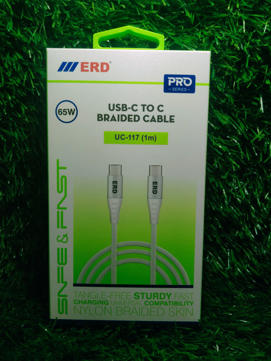 ERD UC-117 USB-C TO C braided cable 65W fast charging